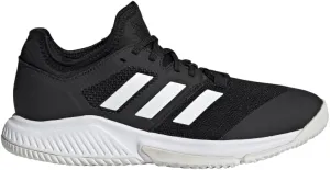 adidas Women's Court Team Bounce Volleyball Shoe, Black/White/Silver Metallic, 5.5