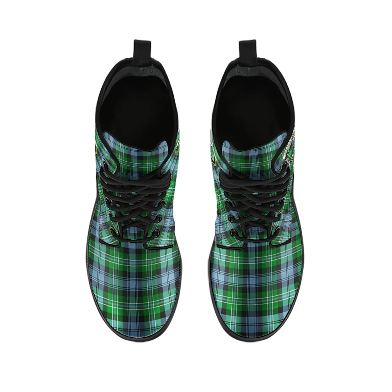Arbuthnot Ancient Tartan Leather Boots with Family Crest