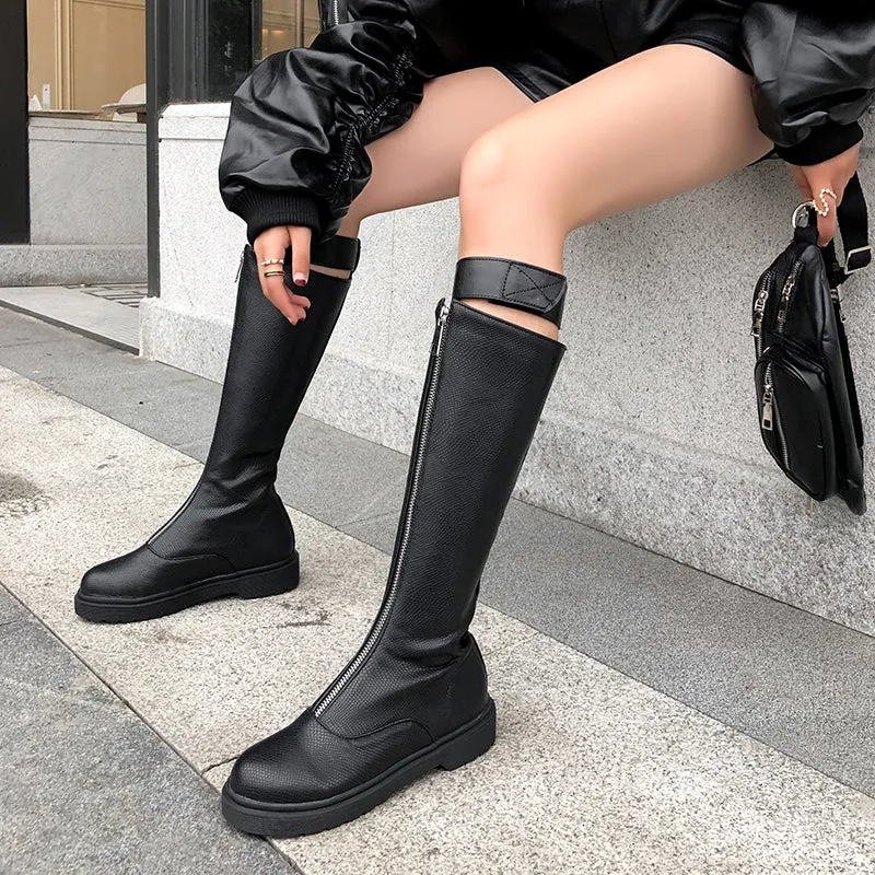 Bigsizeheels Fashion leggings and flat boots - Black