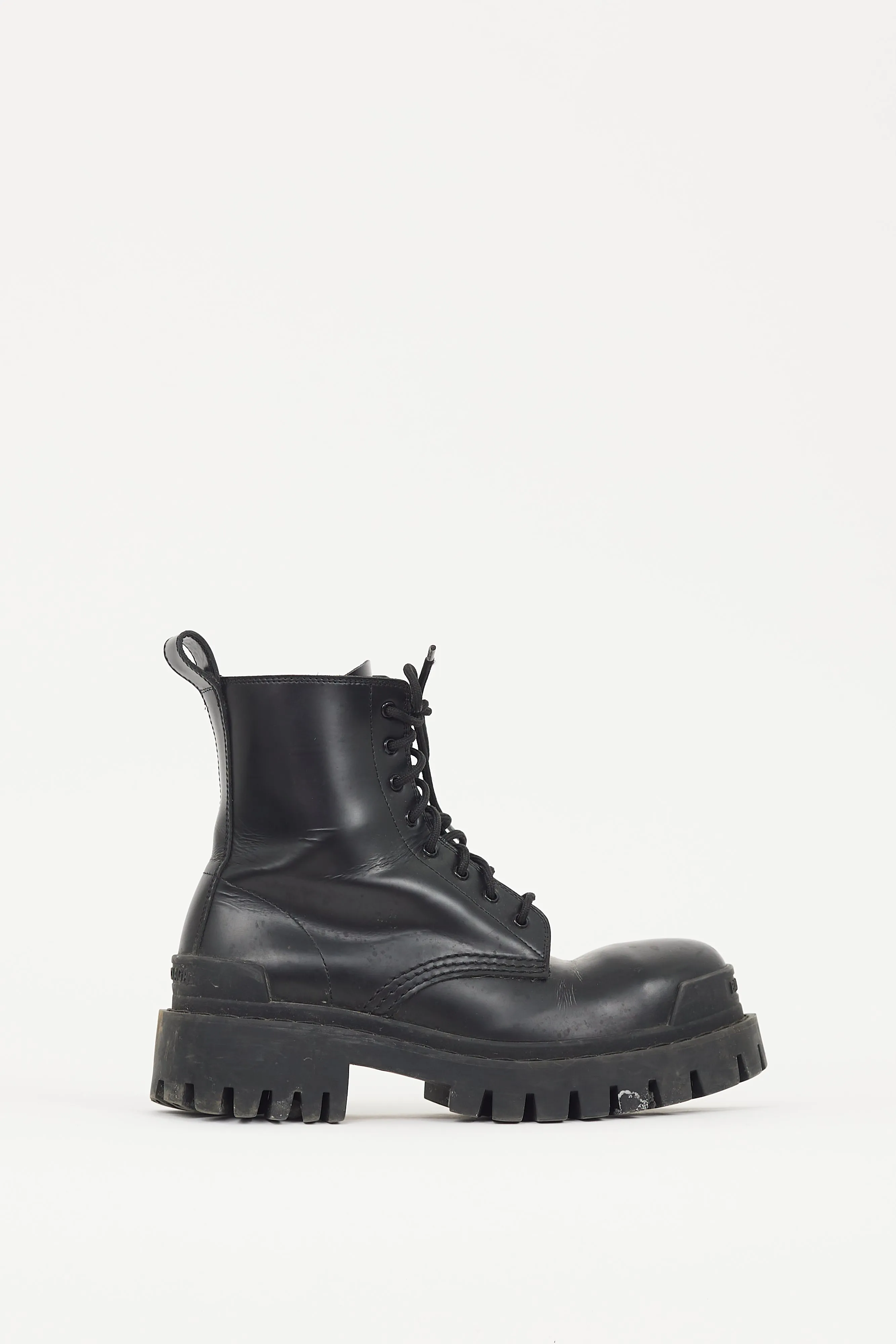 Black Leather Strike Combat Boot