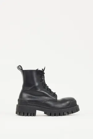 Black Leather Strike Combat Boot