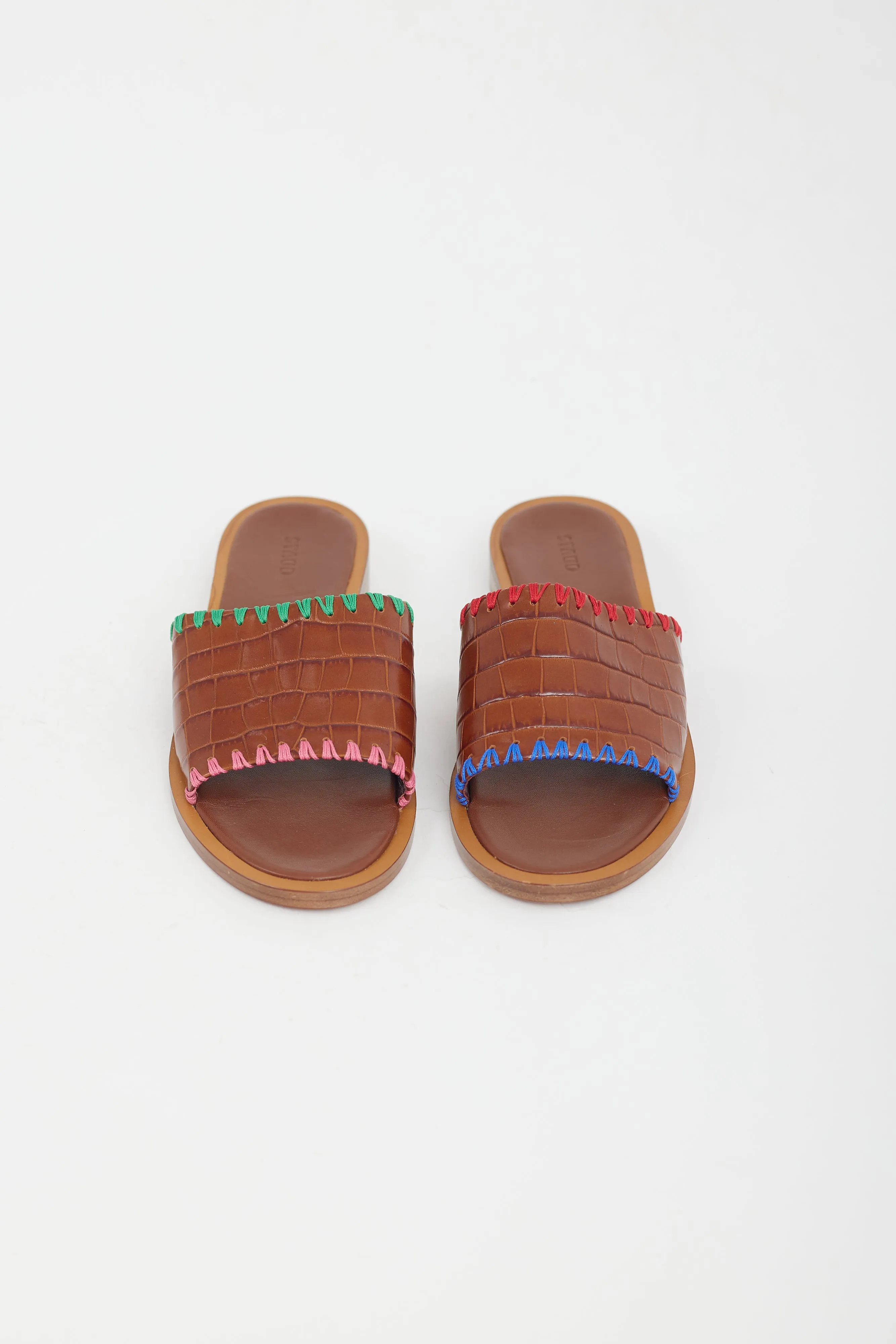 Brown Leather Textured  Slide
