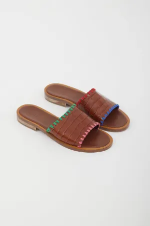 Brown Leather Textured  Slide