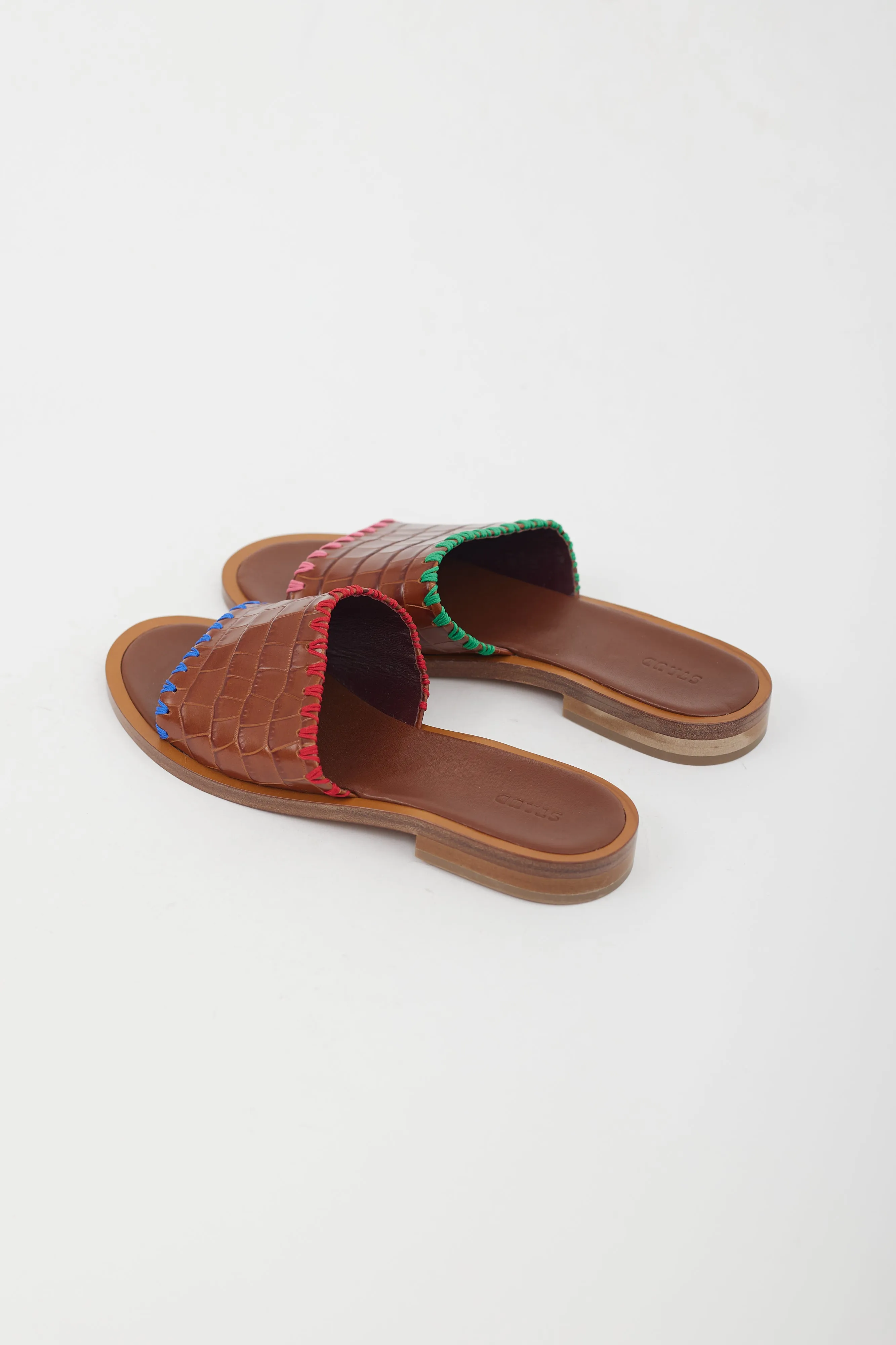 Brown Leather Textured  Slide