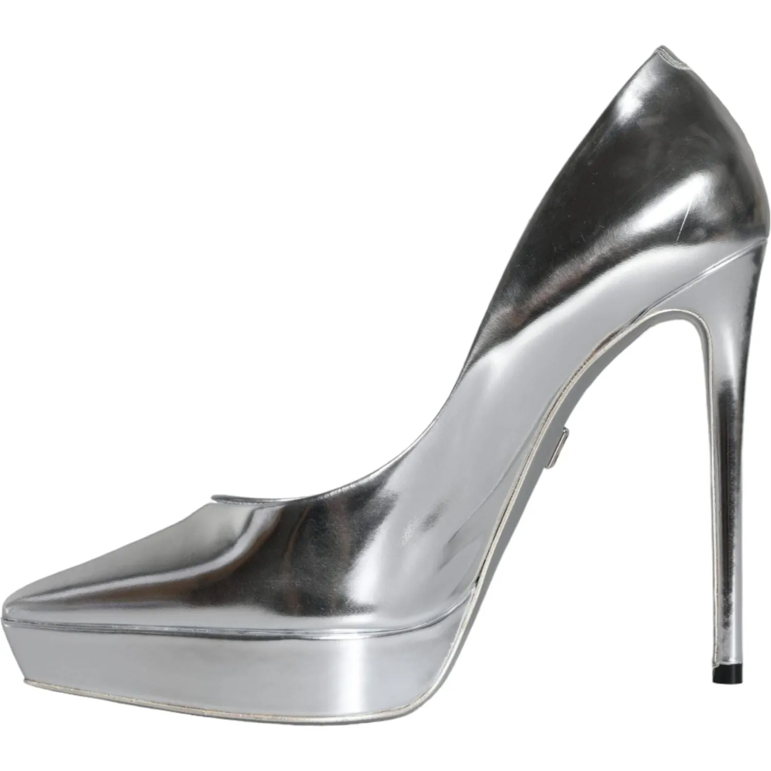 Dolce & Gabbana Silver Leather Platform Heels Pumps Shoes