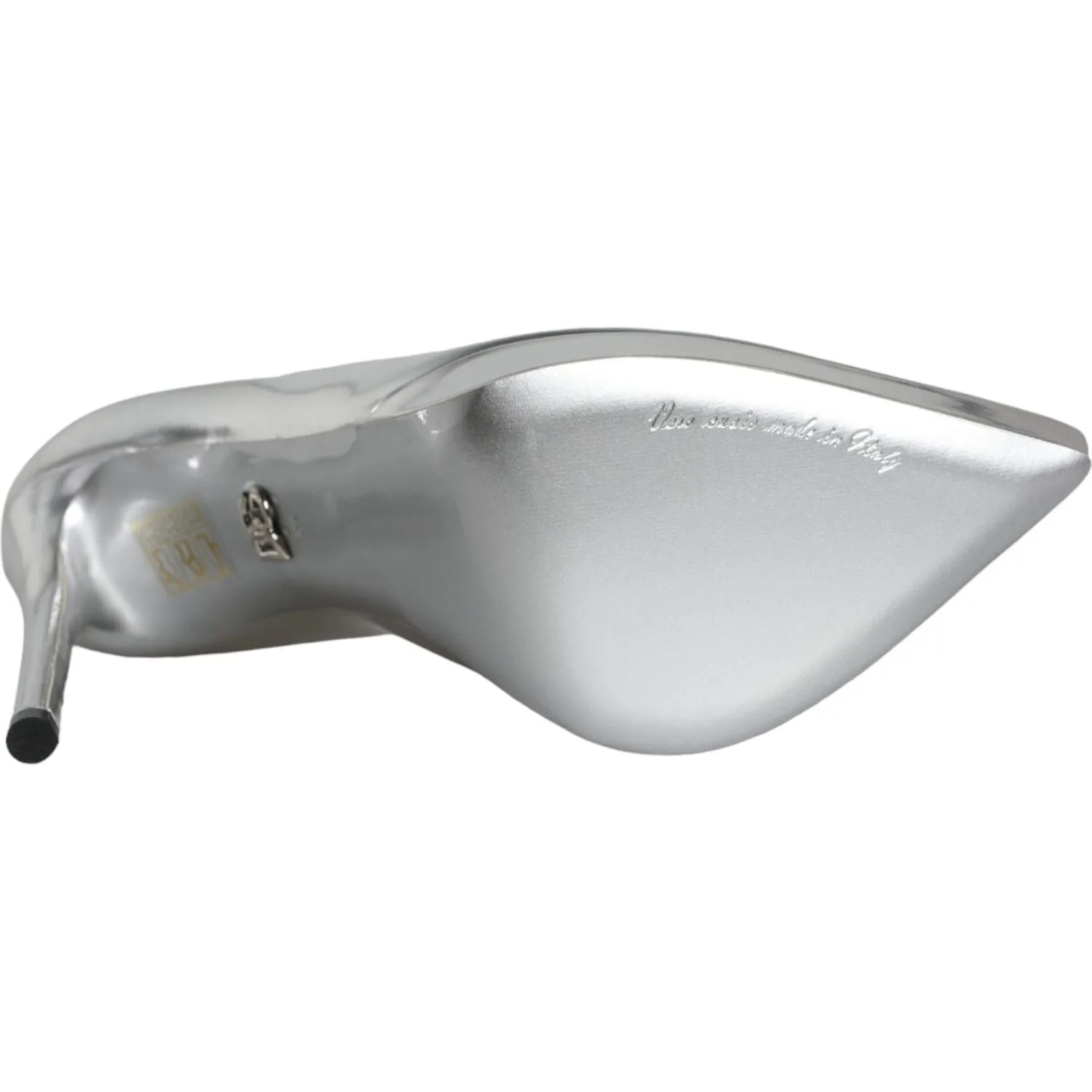 Dolce & Gabbana Silver Leather Platform Heels Pumps Shoes