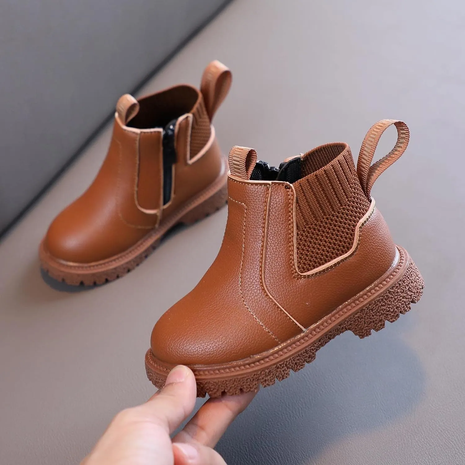 EnJoCho Little Girls Fashion Boots Girls Boys Children Ankle Boots Kids Low Heel Booties Fashion Side Zipper Short Boots