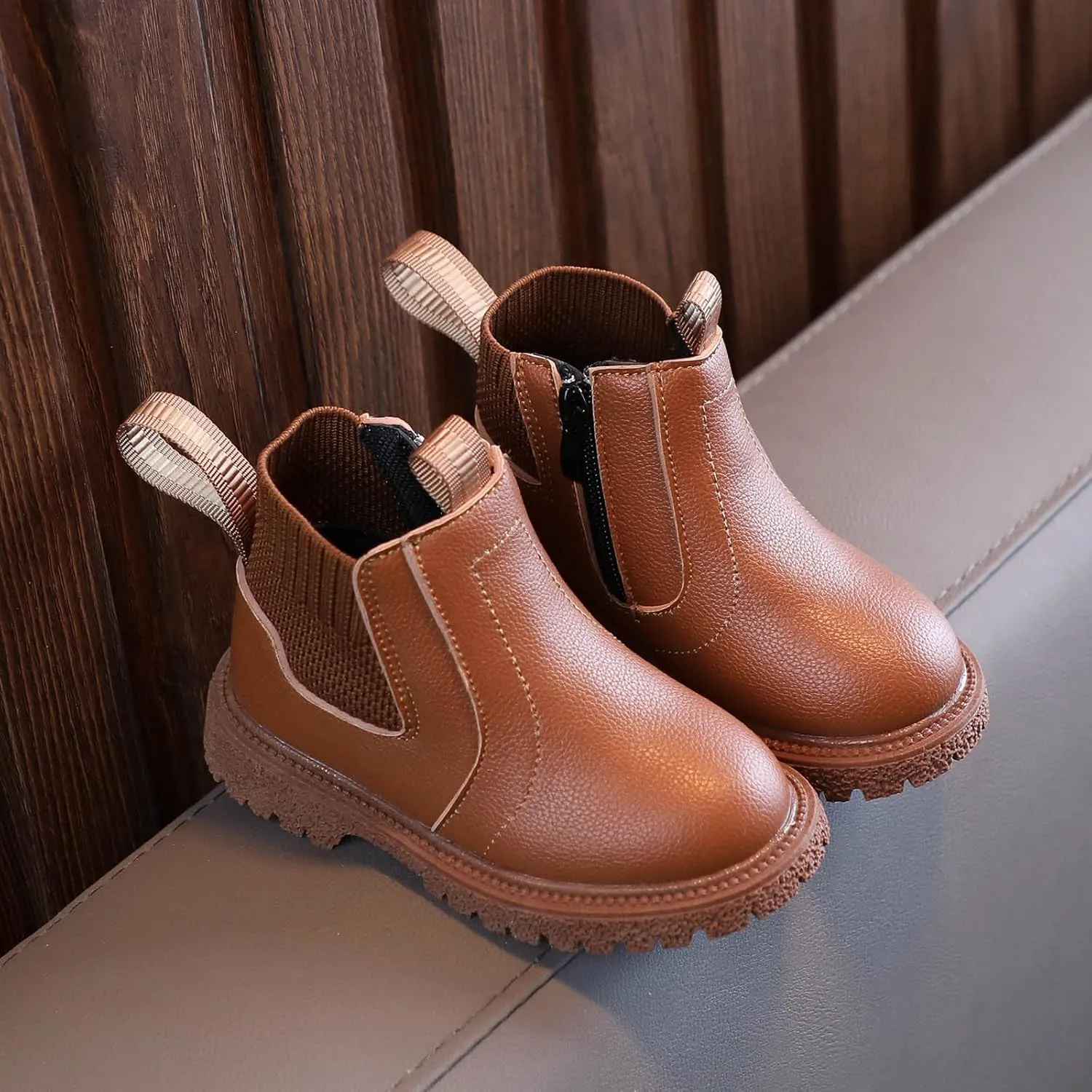 EnJoCho Little Girls Fashion Boots Girls Boys Children Ankle Boots Kids Low Heel Booties Fashion Side Zipper Short Boots