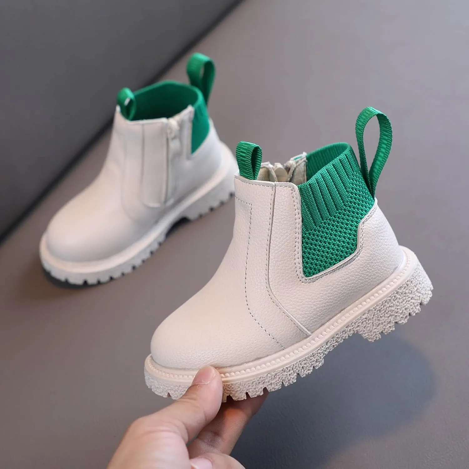 EnJoCho Little Girls Fashion Boots Girls Boys Children Ankle Boots Kids Low Heel Booties Fashion Side Zipper Short Boots