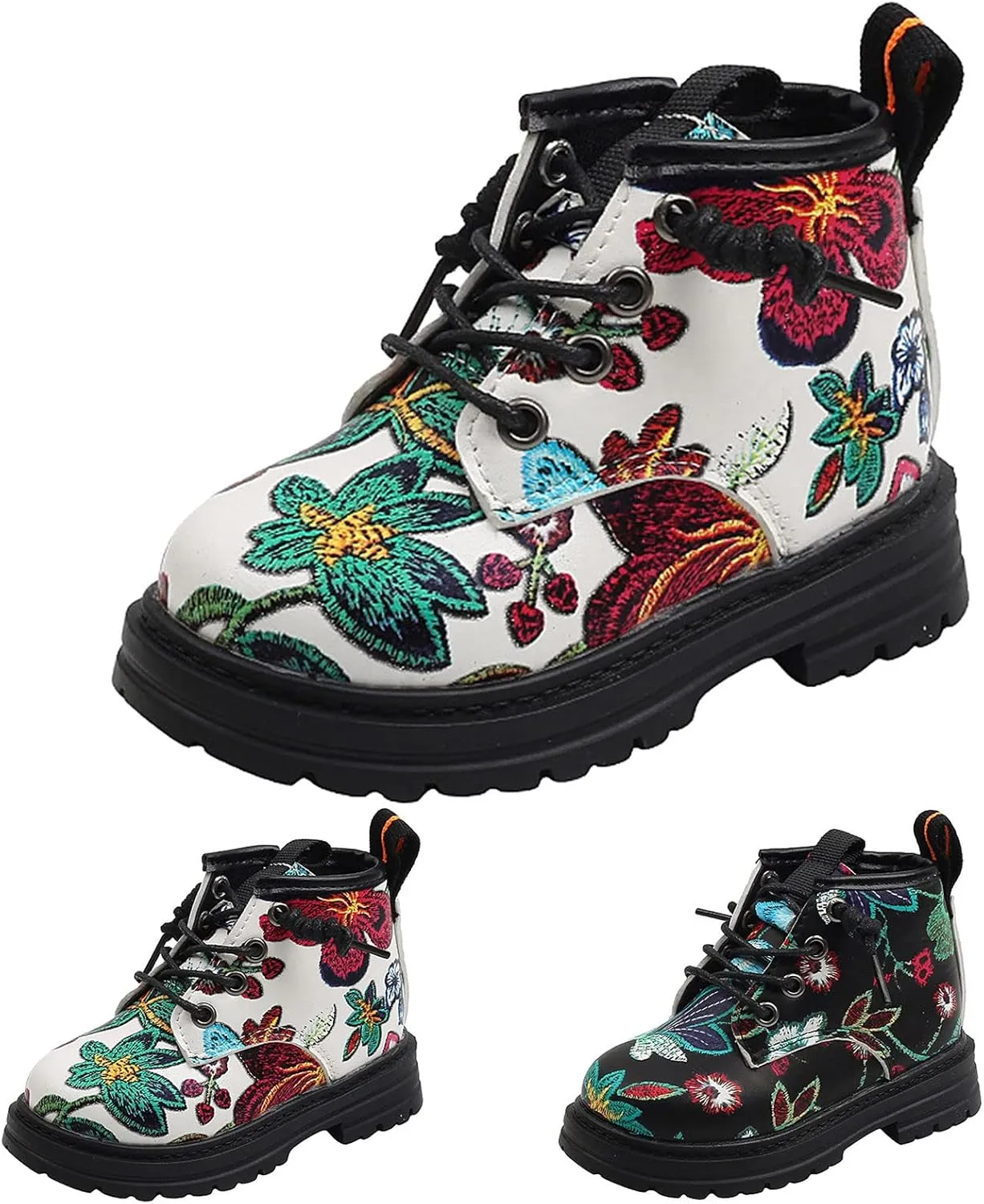 Fashion Autumn and Winter Children Boots Boys and Girls Ankle Boots Thick Non Slip Flowers Snow Boots Girls Size 13
