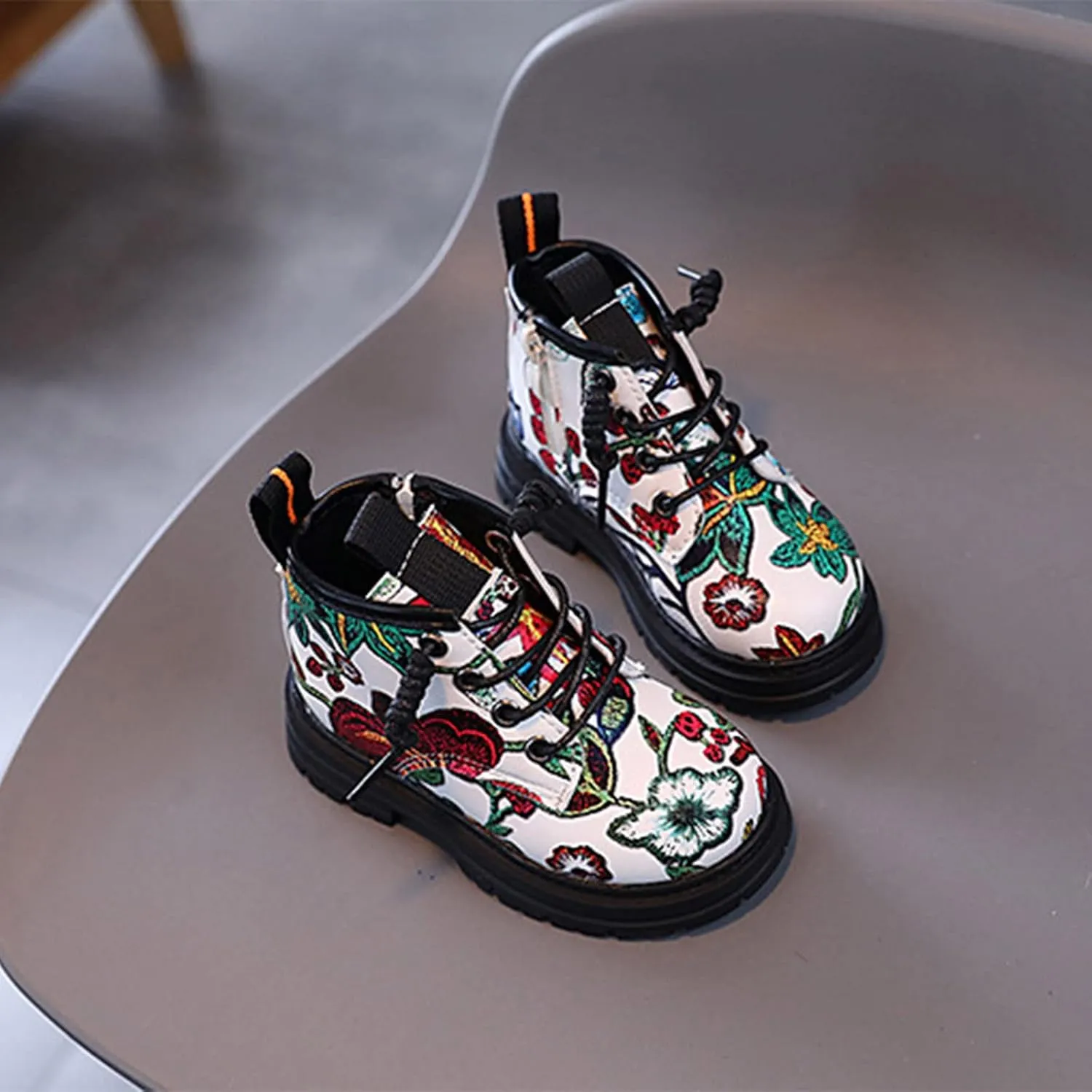 Fashion Autumn and Winter Children Boots Boys and Girls Ankle Boots Thick Non Slip Flowers Snow Boots Girls Size 13