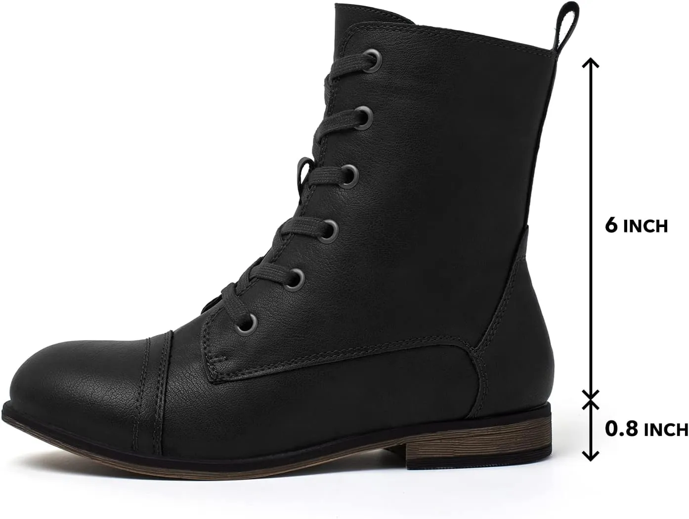 katliu Women's Combat Boots Lace up Military Ankle Boots Side Zipper Round Toe Booties
