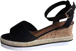 Ladmiple Wedge Sandals for Women Dressy 2023 Comfy Slip-On Sandal Summer Casual Beach Shoe Open Toe Ankle Strap Platform