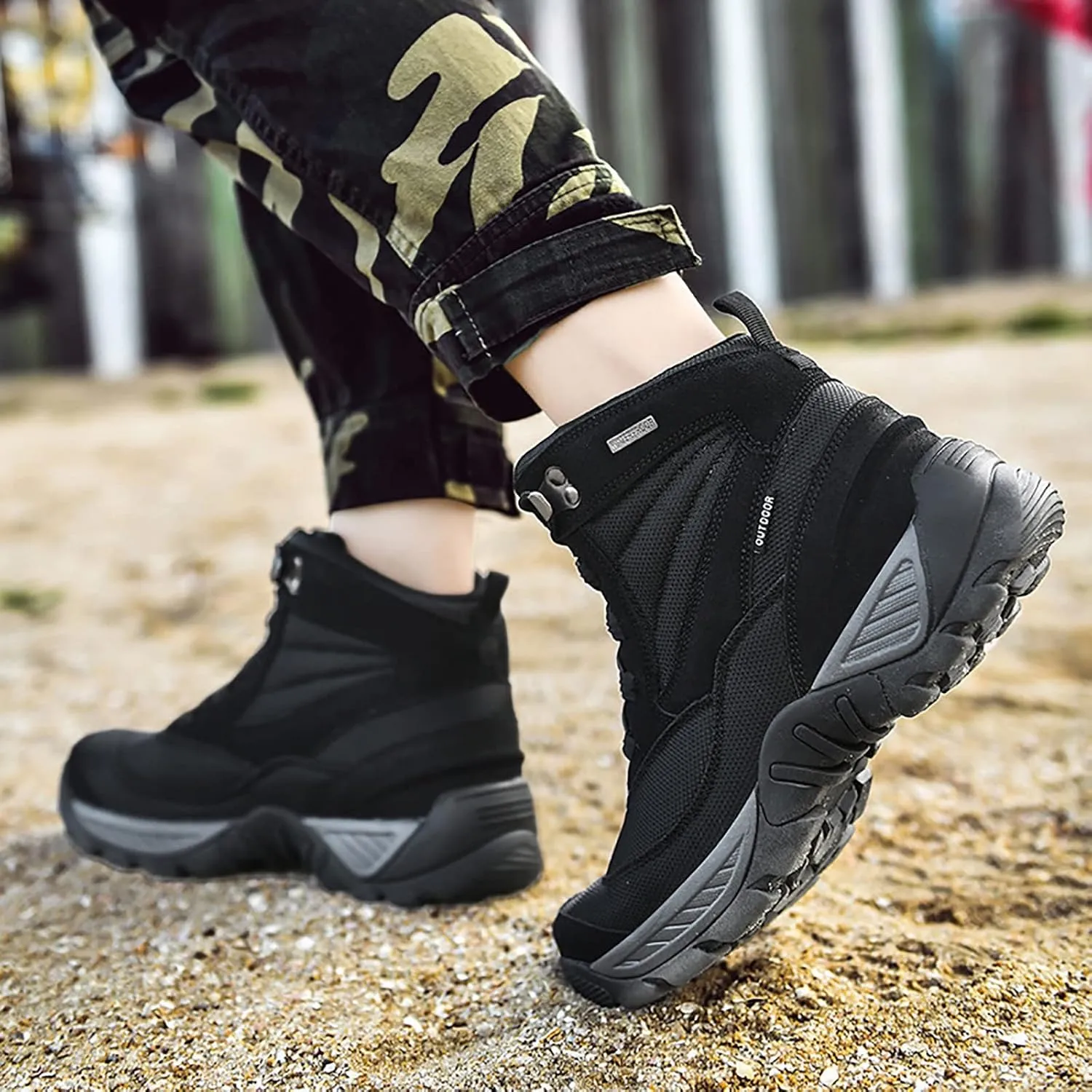 Outdoor Men's Waterproof Tactical Military Boots, Durable Suede Leather and Rubber Sole Military Work and Desert Boots, Lightweight Non-Slip Work Boots