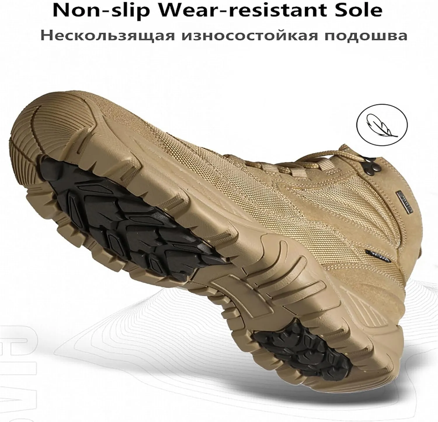 Outdoor Men's Waterproof Tactical Military Boots, Durable Suede Leather and Rubber Sole Military Work and Desert Boots, Lightweight Non-Slip Work Boots