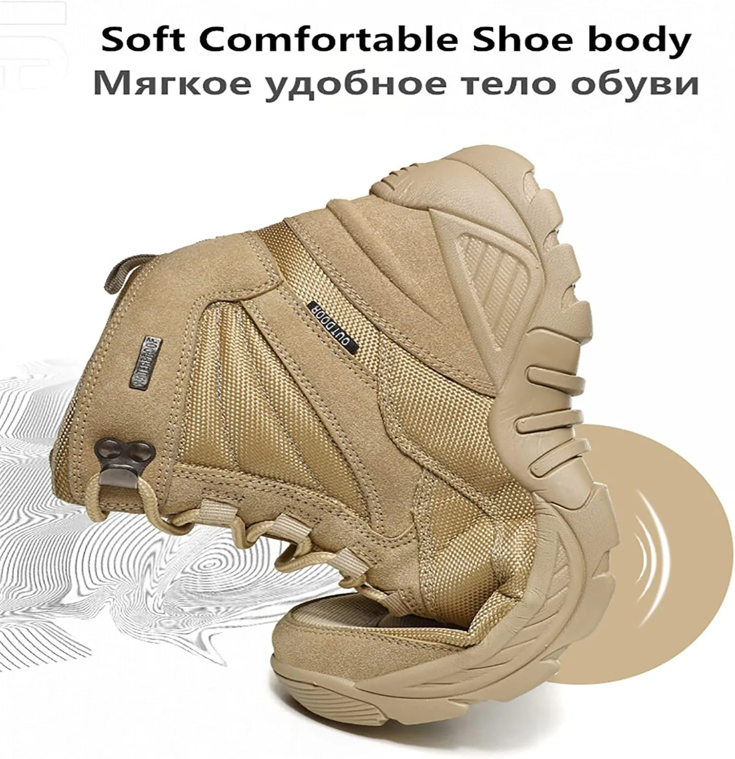 Outdoor Men's Waterproof Tactical Military Boots, Durable Suede Leather and Rubber Sole Military Work and Desert Boots, Lightweight Non-Slip Work Boots