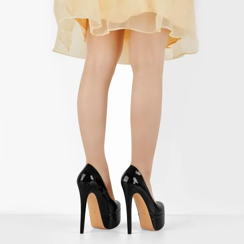 richealnini Sexy Platform Heel for Women Slip On Stiletto High Heel Pumps Closed Toe Heels