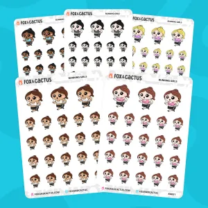 Running Kawaii Girl Stickers