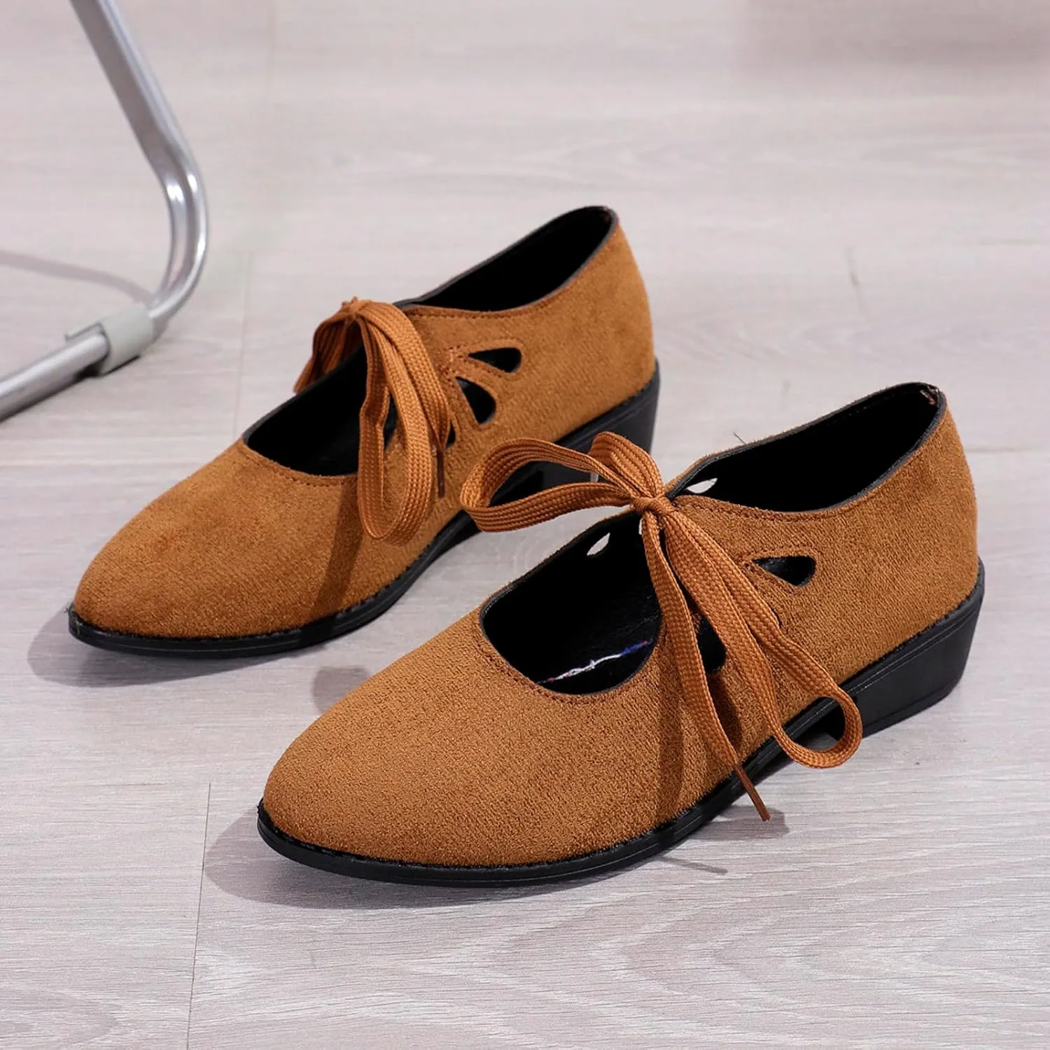Winter Boots Women Heel Dressy Heel Loafers For Women 2024 Boots Casual Vintage Cut Out Lace Up Chunky Heel Boots