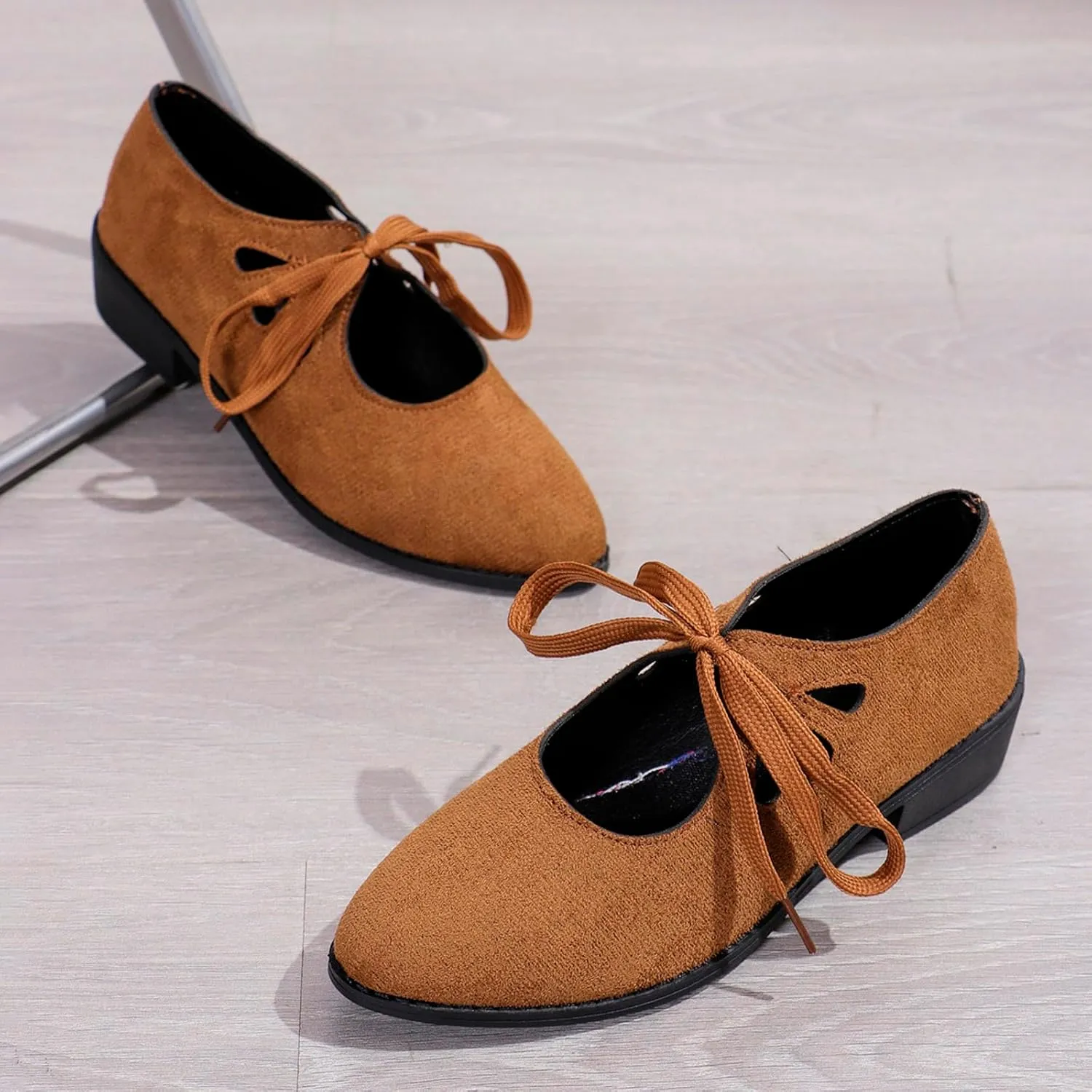 Winter Boots Women Heel Dressy Heel Loafers For Women 2024 Boots Casual Vintage Cut Out Lace Up Chunky Heel Boots