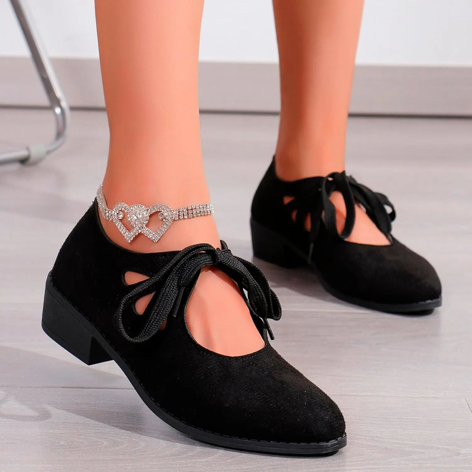 Winter Boots Women Heel Dressy Heel Loafers For Women 2024 Boots Casual Vintage Cut Out Lace Up Chunky Heel Boots