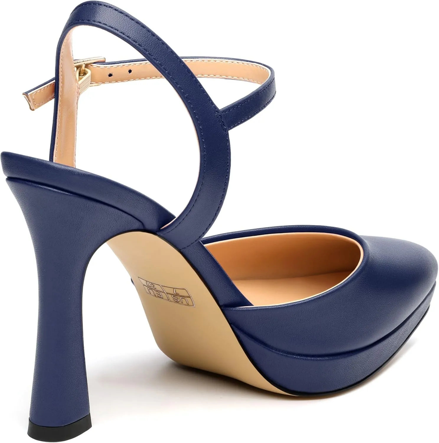 Womens Platform High Heels Pointed Toe Ankle Strap Buckle Stiletto High Heel Pumps Party Evening Dress Shoes 4 Inch