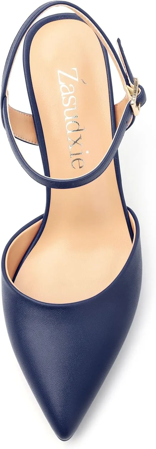 Womens Platform High Heels Pointed Toe Ankle Strap Buckle Stiletto High Heel Pumps Party Evening Dress Shoes 4 Inch